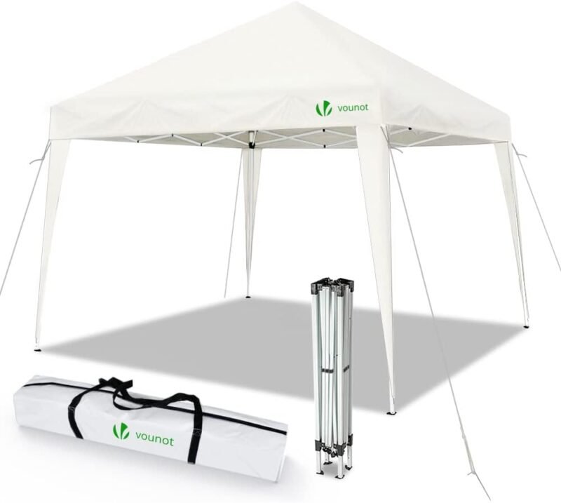 VOUNOT Gazebo Plegable Cenador 3x3 m con Bolsas de Arena, Pabellon de Jardin Pop Up, Blanco