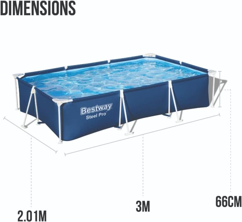 BESTWAY Piscina Desmontable Tubular Infantil Steel Pro 300x201x66cm Azul - Imagen 6