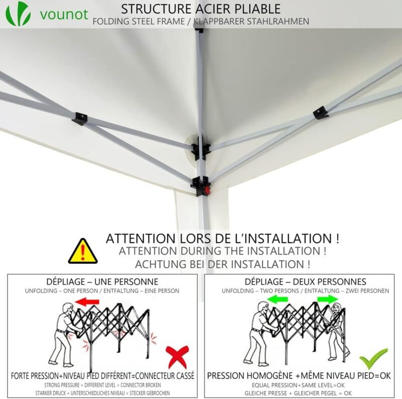 VOUNOT Gazebo Plegable Cenador 3x3 m con Bolsas de Arena, Pabellon de Jardin Pop Up, Blanco - Imagen 7