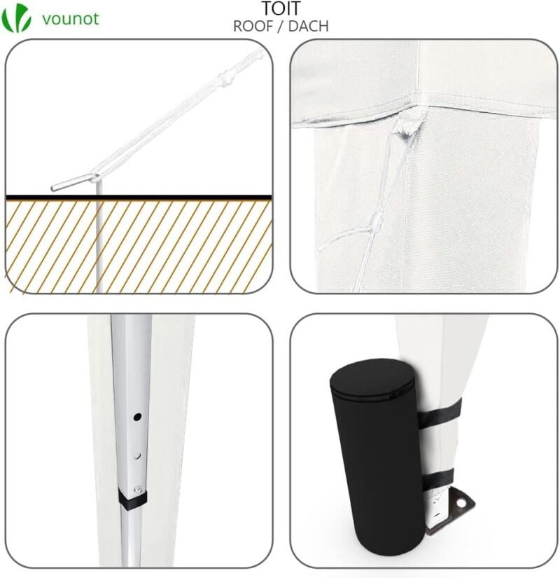 VOUNOT Gazebo Plegable Cenador 3x3 m con Bolsas de Arena, Pabellon de Jardin Pop Up, Blanco - Imagen 6