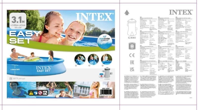 Intex 55239 - Piscina hinchable, Ø305x61 cm, 3.077 litros, Piscina redonda, Con depuradora cartucho, 1.250 litros/hora, filtro cartucho tipo H, Para 3 personas - Imagen 7
