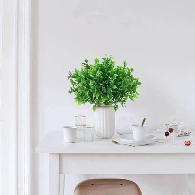 GGISUI 10pcs Plantas Artificiales Resistentes a la Intemperie, Resistentes a los Rayos UV Plantas Verdes Arbustos Plantas Decorativas para Balcón Caja Jardín al Aire Libre Maceta Decoración - Imagen 4