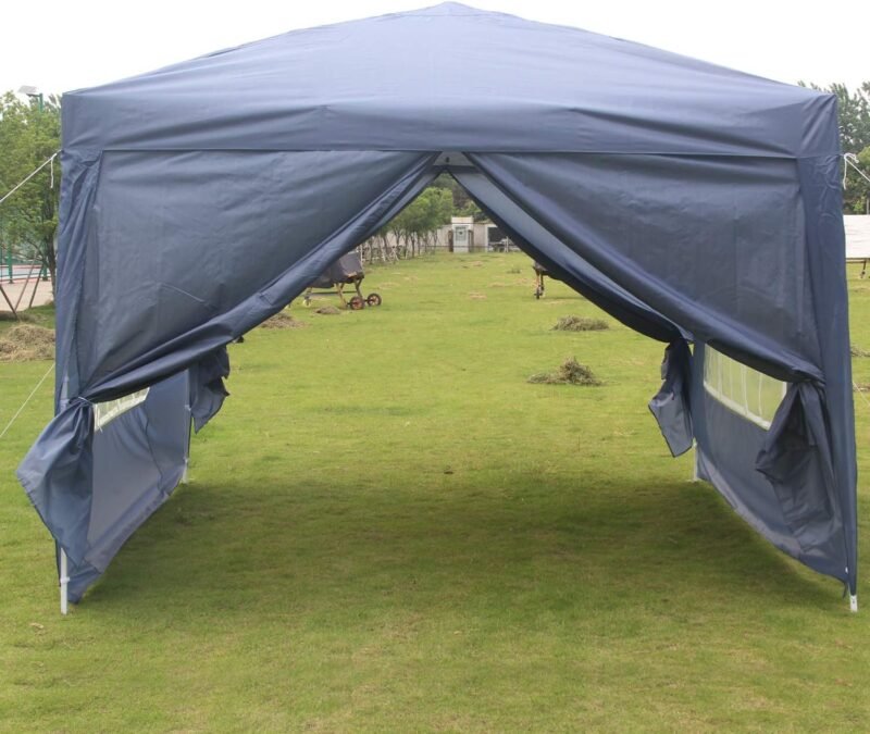 ISE Carpa de Jardín de 3 x 3 m Plegable, Cenador Robusto Impermeable, Garden Tent Resistente al Agua con 4 Paredes Laterales para Reception, Fiesta, Camping, Festival, Cerveza, Gris - Imagen 8