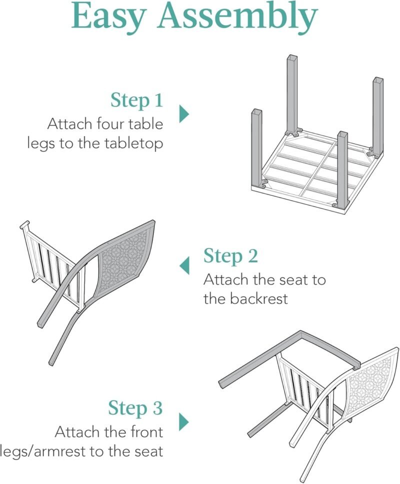 Best Choice Products 3-Piece Outdoor Bistro Set, Stackable Modern Steel Furniture for Porch, Garden w/ 2 Chairs, Table, Geometric Decor - Terra Cotta - Imagen 6