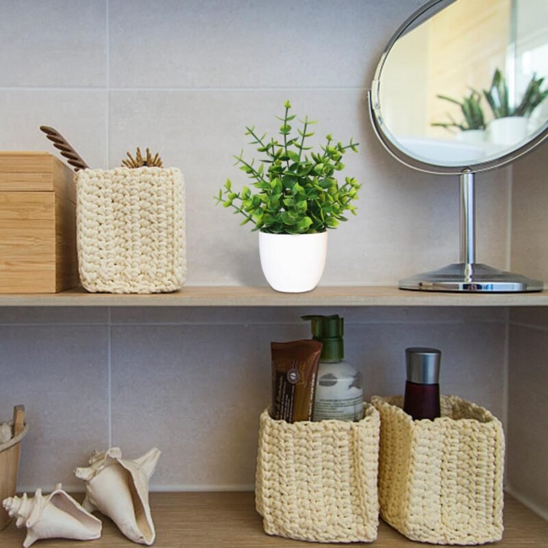 MEMOFYND 4 plantas artificiales, plantas artificiales, plantas de plástico, pequeñas plantas verdes en maceta para el hogar, dormitorio, cocina, decoración de oficina - Imagen 6