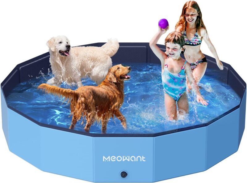 Meowant Piscina Plegable para Perros, PP Material Resistente y Duradero, Diseño Antideslizante para Mayor Seguridad, Piscinas Plegables para Perros de Todos los Tamaños 2XL(180×30cm)