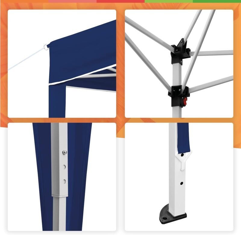 Carpa Plegable 3x3 m Classic Azul – Resistente al Agua - Incluye Vientos y Piquetas de Fijación - Estructura de Acero - Cenador para Jardín – Pérgola Playa - Exteriores Camping Fiestas Patio Terraza - Imagen 5