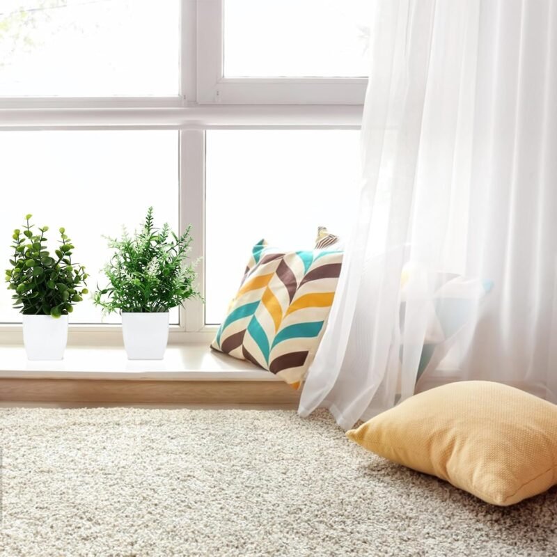 Royouzi 6 plantas artificiales, pequeñas plantas artificiales en maceta, plantas artificiales de plástico para dormitorio, baño, cocina, hogar, decoración interior con maceta, plantas falsas de - Imagen 6
