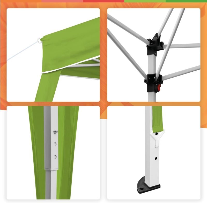 wasabi - Carpa Plegable 3x3 m Compact Verde – Resistente al Agua - Incluye Vientos y Piquetas de Fijación - Estructura de Acero - Cenador para Jardín – Pérgola Playa - Camping Fiestas Patio Terraza - Imagen 6