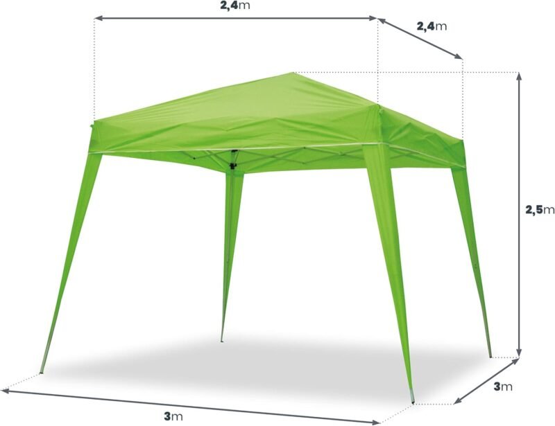 wasabi - Carpa Plegable 3x3 m Compact Verde – Resistente al Agua - Incluye Vientos y Piquetas de Fijación - Estructura de Acero - Cenador para Jardín – Pérgola Playa - Camping Fiestas Patio Terraza - Imagen 3