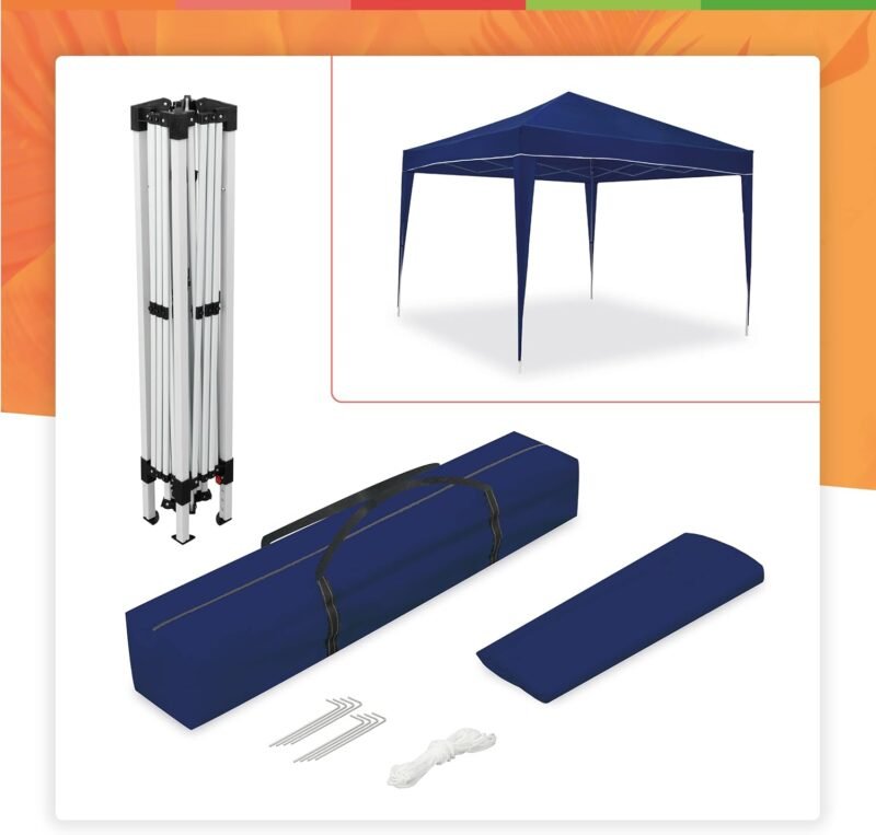 Carpa Plegable 3x3 m Classic Azul – Resistente al Agua - Incluye Vientos y Piquetas de Fijación - Estructura de Acero - Cenador para Jardín – Pérgola Playa - Exteriores Camping Fiestas Patio Terraza - Imagen 4