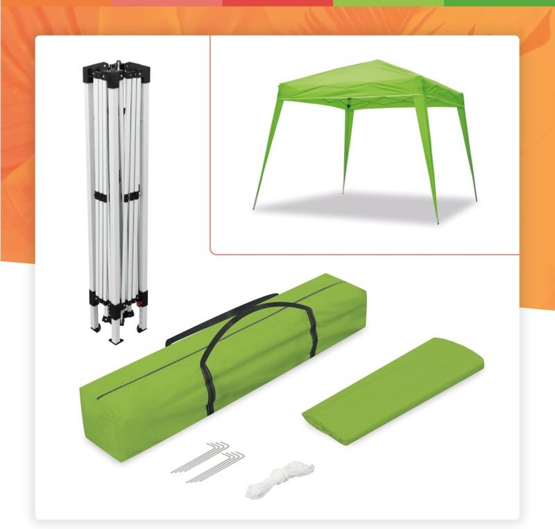 wasabi - Carpa Plegable 3x3 m Compact Verde – Resistente al Agua - Incluye Vientos y Piquetas de Fijación - Estructura de Acero - Cenador para Jardín – Pérgola Playa - Camping Fiestas Patio Terraza - Imagen 5