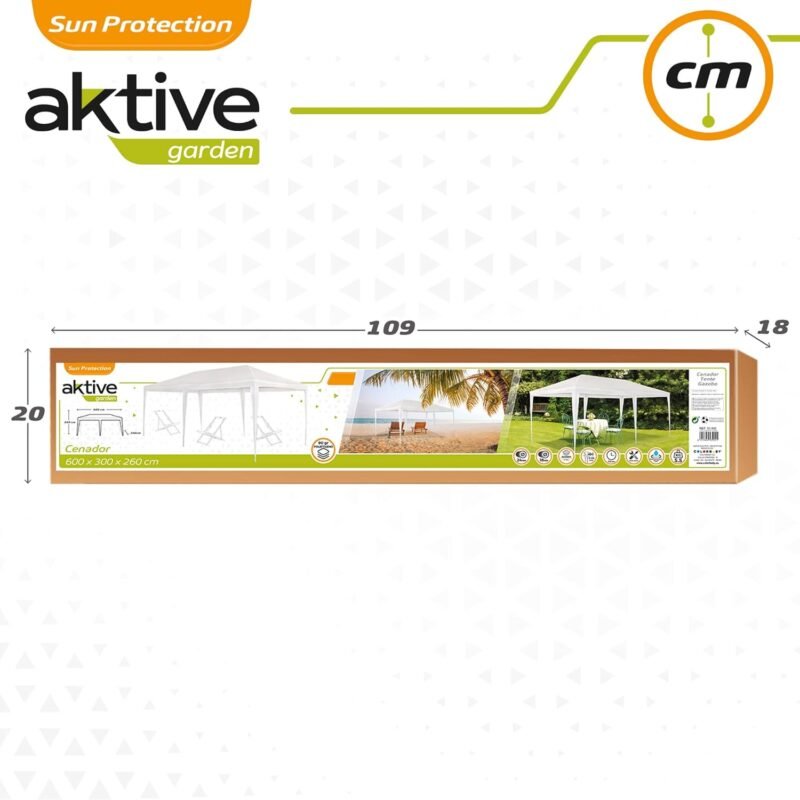AKTIVE Garden 53992 - Cenador de Plástico Blanco 300 x 600 x 255 cm con Tubos de Acero - Imagen 7