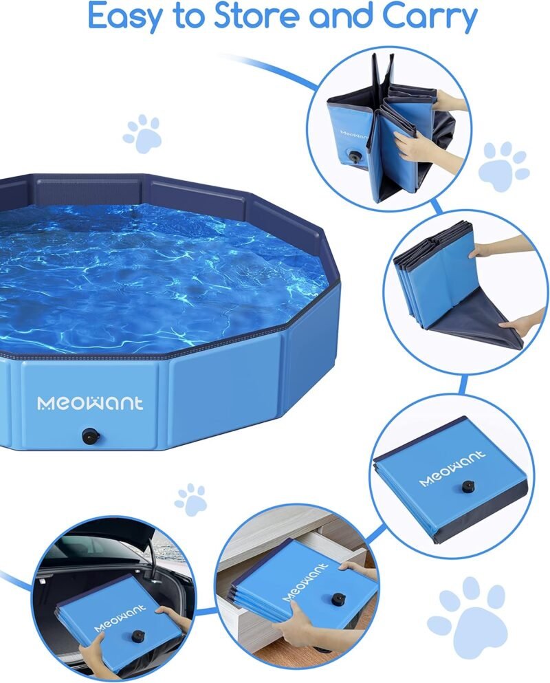 Meowant Piscina Plegable para Perros, PP Material Resistente y Duradero, Diseño Antideslizante para Mayor Seguridad, Piscinas Plegables para Perros de Todos los Tamaños 2XL(180×30cm) - Imagen 7