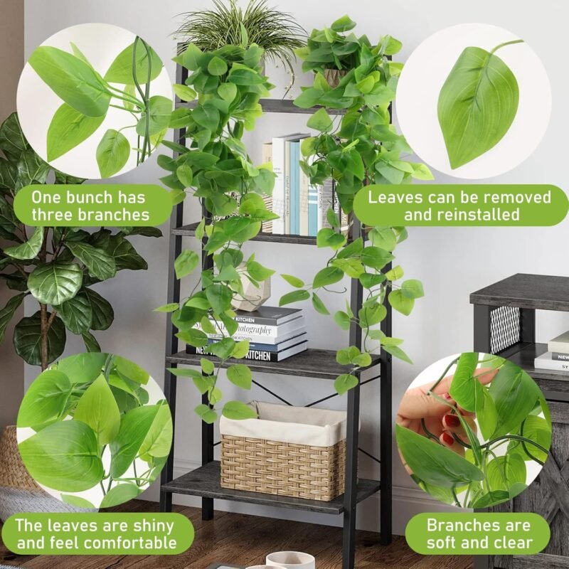 JOPHEK Plantas Artificiales Colgantes, 2 Piezas Plantas Colgantes Artificiales, Plantas Colgantes Hiedra Verde Artificial, para Boda Jardín Balcón Dormitorio Interior Decoración de La Pared (108cm) - Imagen 3
