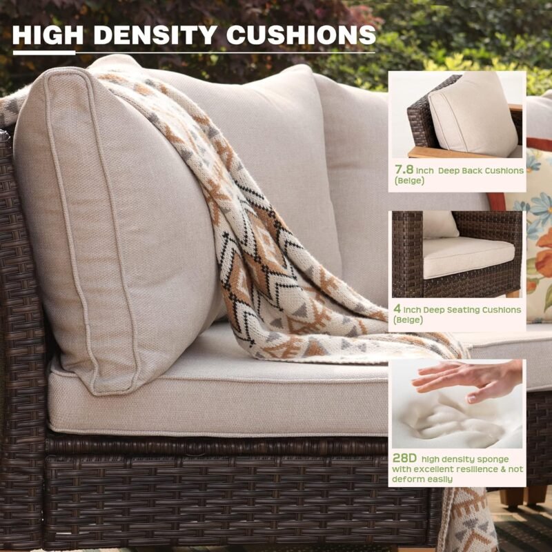 PHI VILLA 12 Pieces Patio Conversation Set Half Moon Wicker Outdoor Furniture Sofa Set Curved Circle Rattan Sofa for Garden - Imagen 8