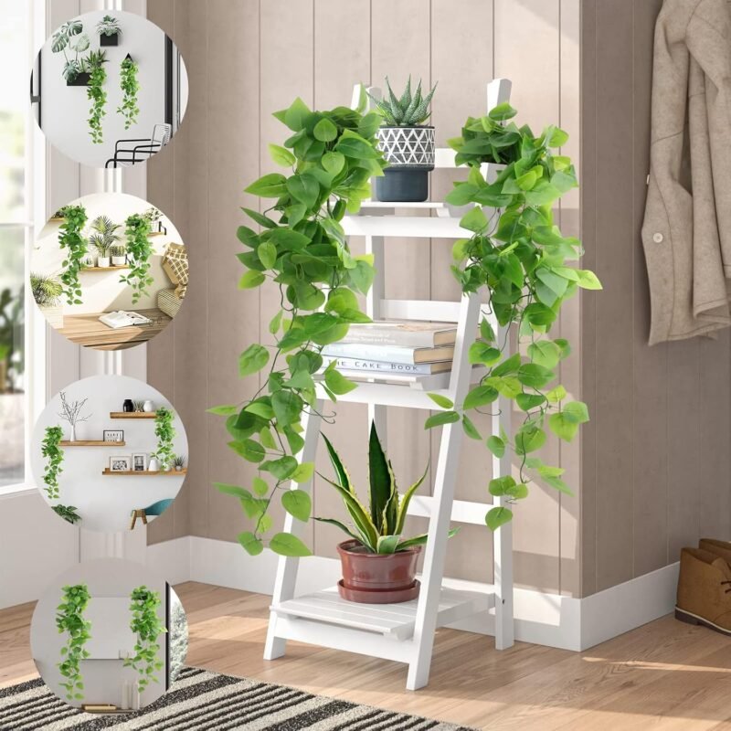 JOPHEK Plantas Artificiales Colgantes, 2 Piezas Plantas Colgantes Artificiales, Plantas Colgantes Hiedra Verde Artificial, para Boda Jardín Balcón Dormitorio Interior Decoración de La Pared (108cm) - Imagen 6