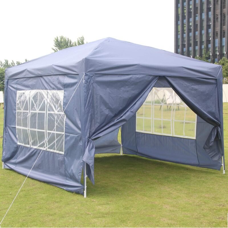 ISE Carpa de Jardín de 3 x 3 m Plegable, Cenador Robusto Impermeable, Garden Tent Resistente al Agua con 4 Paredes Laterales para Reception, Fiesta, Camping, Festival, Cerveza, Gris - Imagen 9