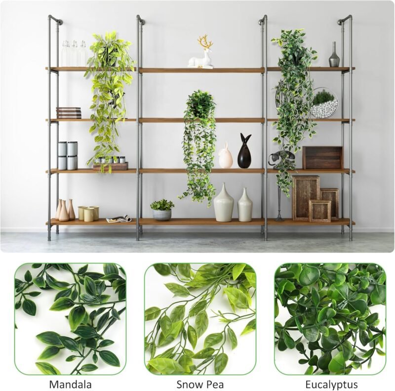 VFANDV Plantas Artificiales Colgantes 3 Piezas, Plantas Colgantes Hiedra Verde Artificial con Macetas Interior Plantas Artificiales Decorativas para Sala de Estar Balcón Jardín (Verde + Amarillo) - Imagen 3