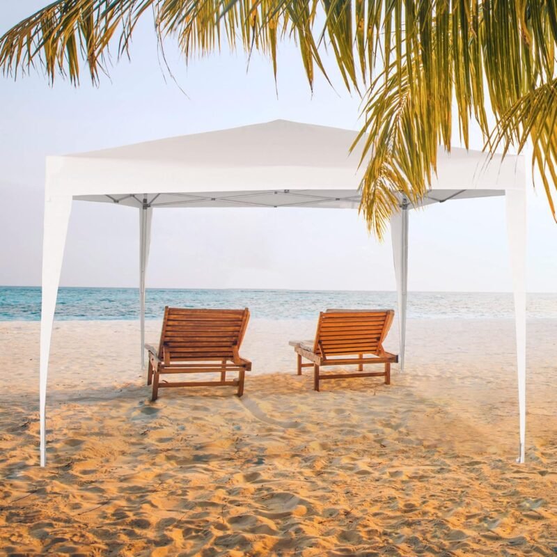 AKTIVE 62186 - Carpa Desmontable 300x300x250 Blanco, Toldos Exterior terraza, terraza, Playa o Camping, Pérgolas de jardín, Cenador fácil de Montar - Imagen 4