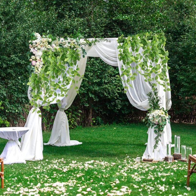 JOPHEK Plantas Artificiales Colgantes, 2 Piezas Plantas Colgantes Artificiales, Plantas Colgantes Hiedra Verde Artificial, para Boda Jardín Balcón Dormitorio Interior Decoración de La Pared (108cm) - Imagen 8