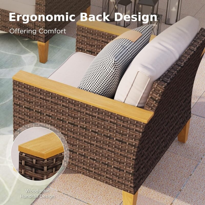 PHI VILLA 12 Pieces Patio Conversation Set Half Moon Wicker Outdoor Furniture Sofa Set Curved Circle Rattan Sofa for Garden - Imagen 5
