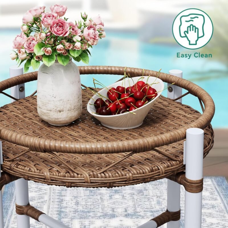 YITAHOME 3-Piece Outdoor Patio Furniture Wicker Bistro Set, All-Weather Rattan Conversation Chairs for Backyard, Balcony and Deck with Soft Cushions, Beige - Imagen 3