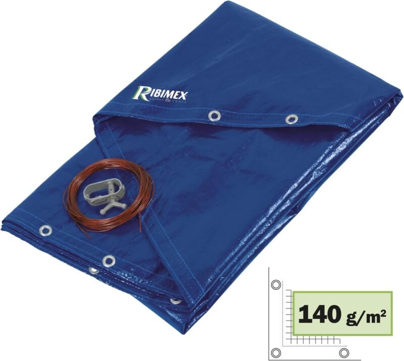 Ribimex PRBP140R62, Lona de polietileno redonda para piscina, Ø 6,2 m, con ojales a cada metro, azul - Imagen 2