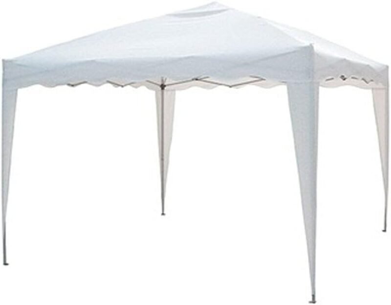 VERDELOOK Cenador plegable y abatible automático con armazón de hierro, 2x2 m, blanco