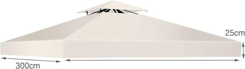 Pabellón de 3 x 3 m, techo de repuesto impermeable, doble techo, toldo de repuesto, para cenador de jardín, resistente a las tormentas, para carpa de 3 x 3 metros (beige claro) - Imagen 2