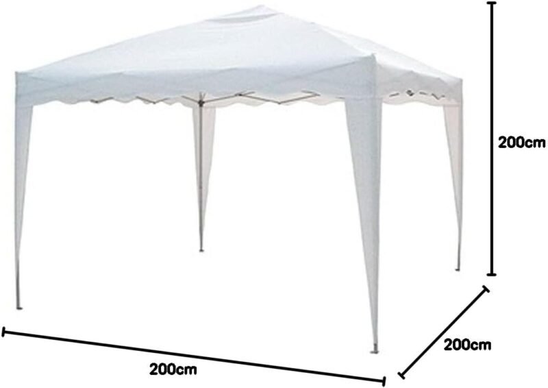 VERDELOOK Cenador plegable y abatible automático con armazón de hierro, 2x2 m, blanco - Imagen 3