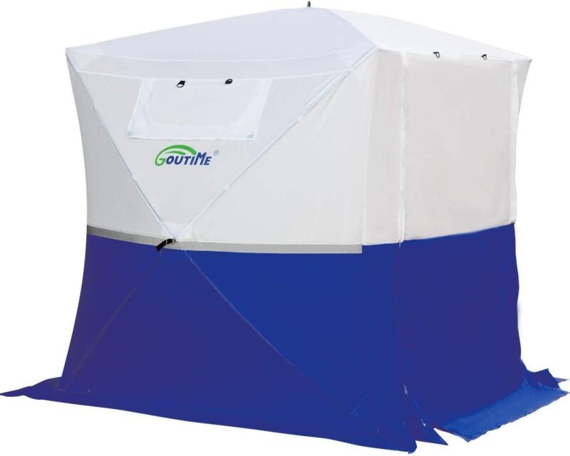 Goutime Cenador para Patio,2x2m Impermeable Plegable Camping Barnum,Carpa de Actividades Multifuncional,Carpa de Camping,Tienda de Viaje Plegable,Carpas de Pesca,Carpas de Trabajo (Blanco y Azul) - Imagen 3