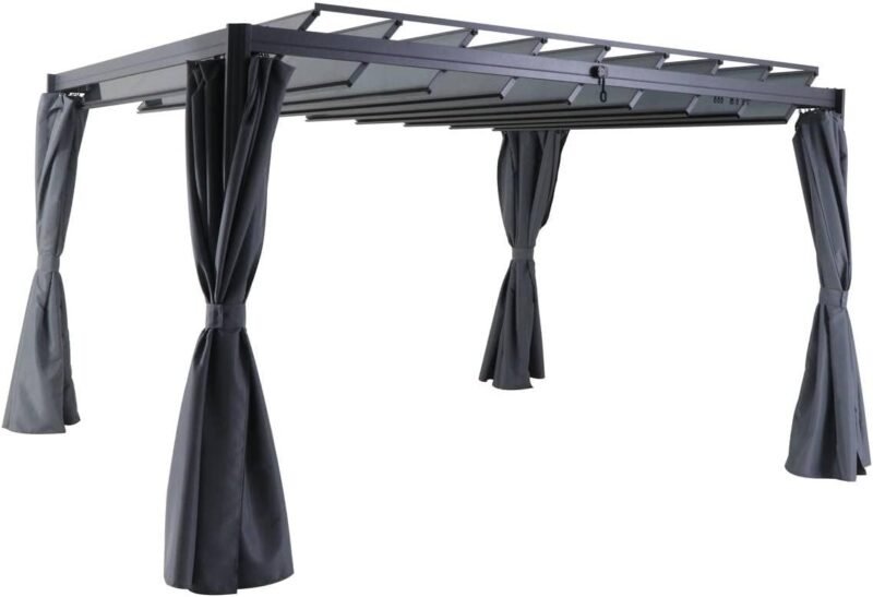 Hespéride - Cortinas para cenador Belize Gris - para Belize 4 x 3 m (4 Cortinas) - Imagen 2