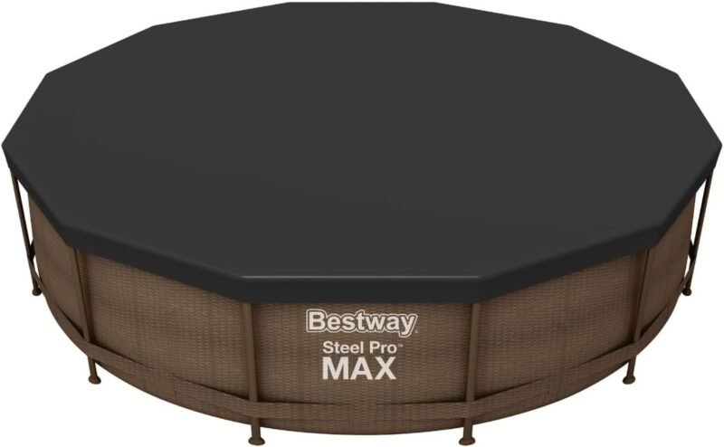 BESTWAY Cobertor de Invierno Redondo Ø370 cm de PVC para Piscinas Negro