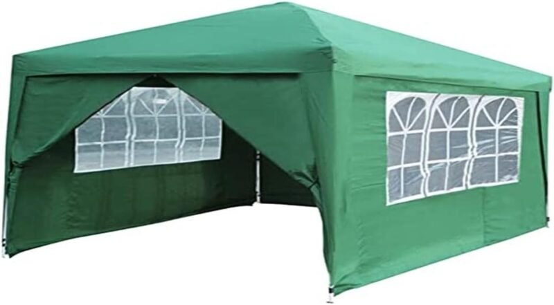 Cenador Plegable de jardín 3 x 3 cm, automático, Plegable, para acordeón, Feria del Mercado de Acero (con Paneles Laterales, Verde)