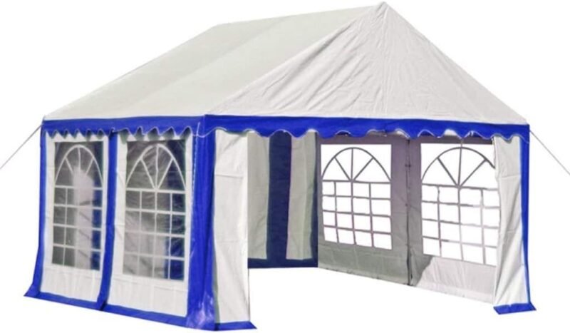 Cenador de jardín de PVC 4x4 m Cenador Plegable Azul y Blanco Cenador Cenador Cenador - Imagen 3