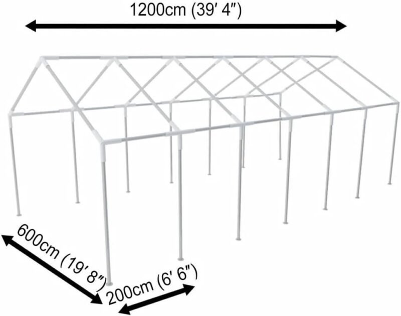Carpa para Fiestas en el jardín Blanca 12 x 6 m Cenador Plegable Cenador Euroland Cenador para Exteriores Cenador Impermeable - Imagen 3