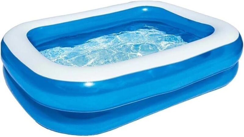 Bestway - Piscina hinchable azul rectangular deluxe, 211 x 132 x 46 cm
