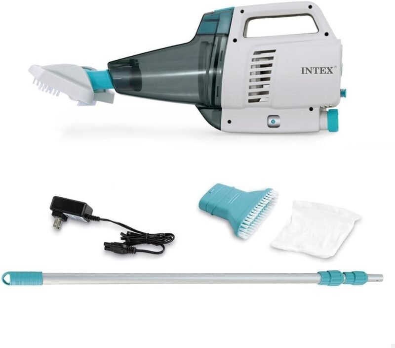 Intex 55253 Aspiradora Manual Recargable, para Piscina, Limpiafondos Piscina, Batería Recargable con hasta 100 Minutos de Autonomía, Largo de 280 cm, Aspirador Piscina