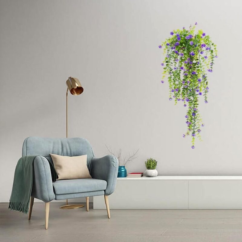 Zfseyuh 2 Piezas Planta Artificial Colgante,Flores Artificiales Decorativas,Enredaderas Artificiales de Flores para Decoración Interior y Exterior del Balcón del Jardín 80 cm - Imagen 5
