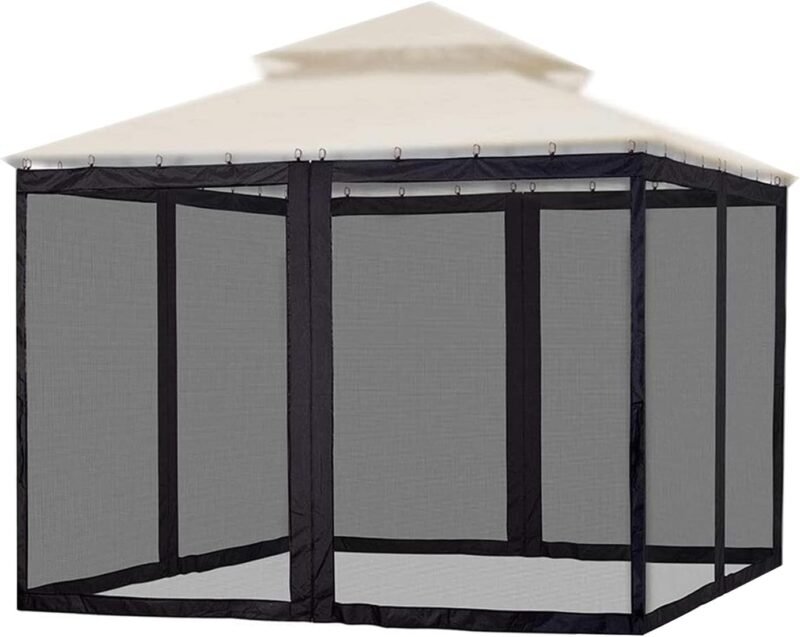 Treesunshine Mosquitera para cenador de 3 x 3 m, cremallera de cuatro vías, mosquitera para cenador de jardín con ganchos, para cenador, terraza, albergue o balcón - Imagen 8