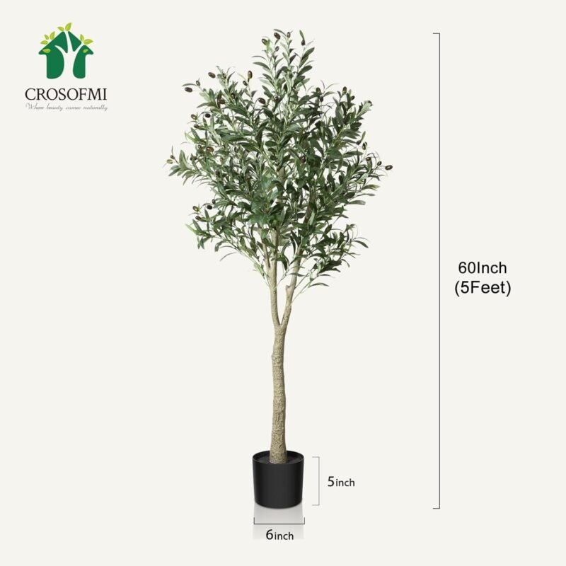 CROSOFMI Olivo Artificial Planta 150cm Plantas Artificiales Decorativas Grande Árboles Plástico de Interior y Exterior Decoración para Hogar, Oficina, Casa, Balcón, Dormitorio - Imagen 6