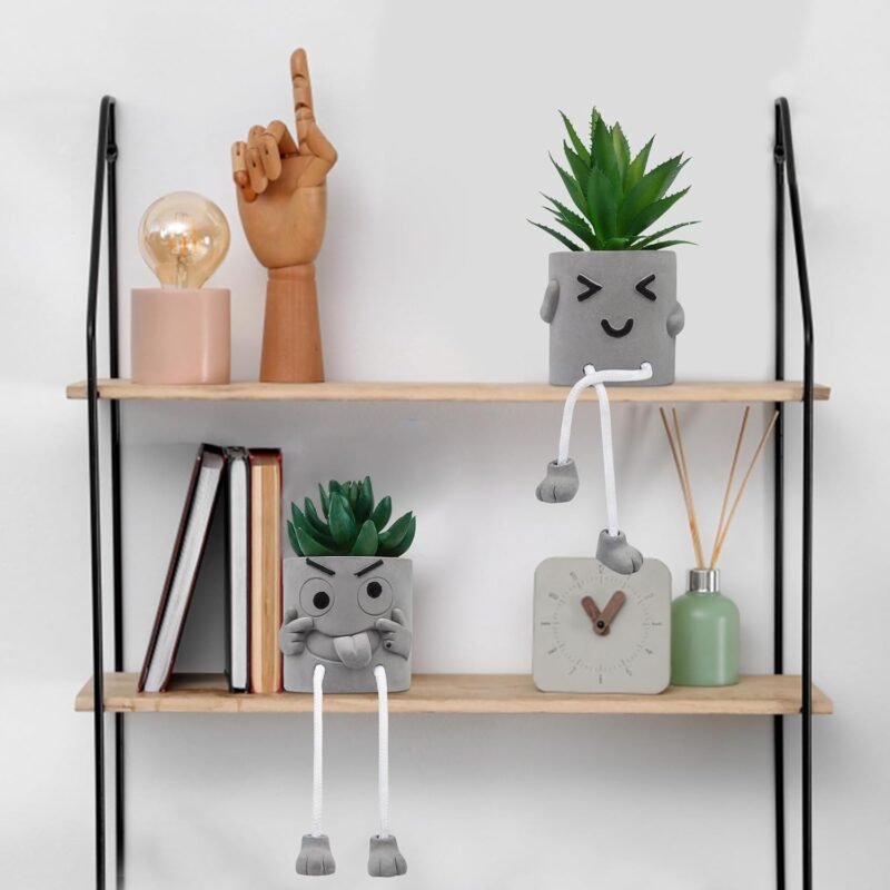 2 Piezas Plantas Artificiales Decorativas, Plantas Falsas de Interior Exterior, Mini Plantas Suculentas Falsas en Maceta de Cemento para Escritorio, Cocina, Sala de Estar Y Decoración del Hogar - Imagen 6