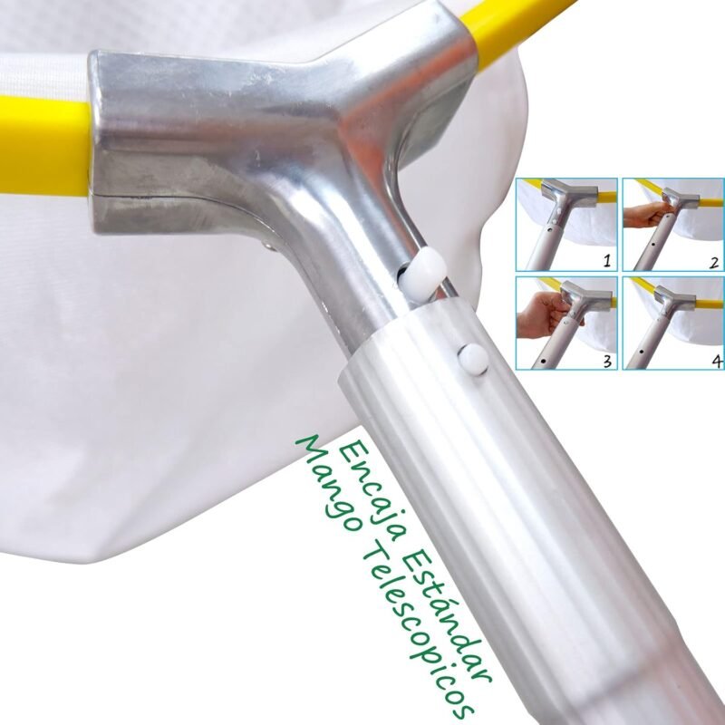 Profesional Recogehojas Piscina, Carga Pesado Red Profundo con Marco de Aluminio, Reforzado Malla Fina para Limpiar Hojas Pinocha Bichos, Pool Skimmer Rake Net - Imagen 6