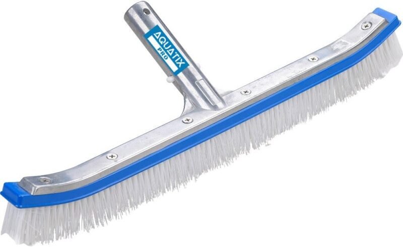 Cabezal de cepillo para piscina Premium, 45 cm, aluminio, cepillo de limpieza por Aquatix Pro con Clips EZ, para paredes, azulejos y suelos, diseño elegante y cerdas resistentes