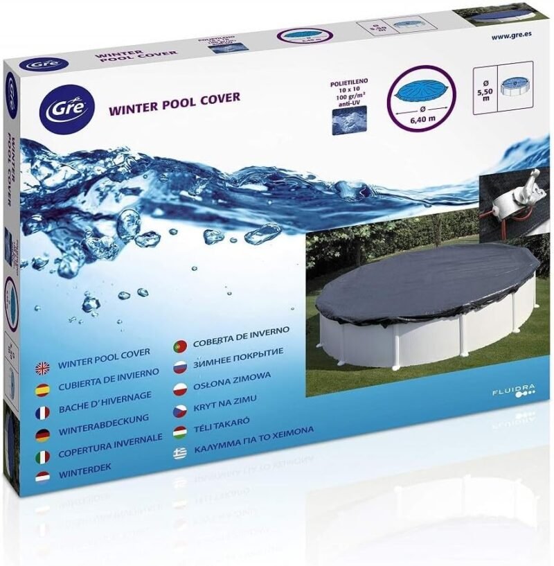 Gre CIPR551 - Cobertor de Invierno para Piscina Redonda de 550 cm de Diámetro, Color Negro - Imagen 4