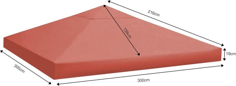 QUICK STAR Techo de Repuesto para cenador de jardín 3x3m Rojo Naranja con Revestimiento de PVC - Imagen 2