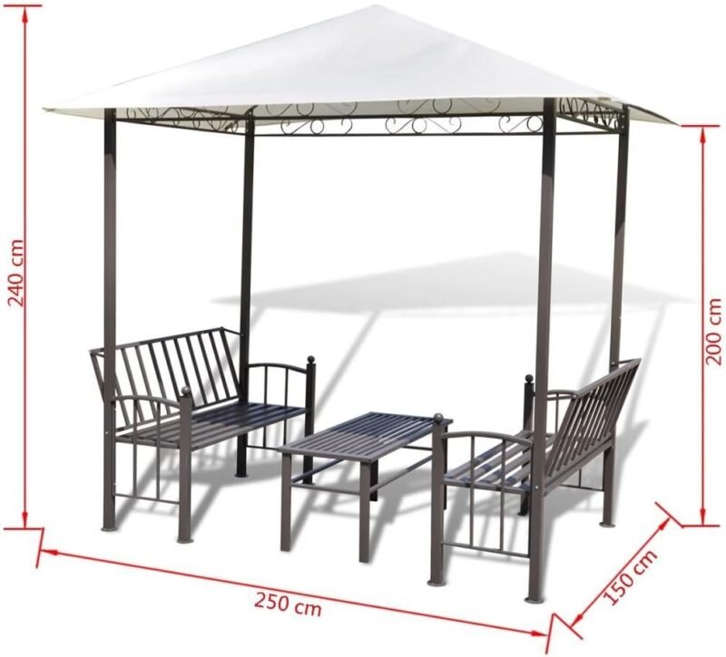 Pabellón de jardín con Mesa y Bancos 2,5 x 1,5 x 2,4 m Cenador Plegable Cenador Euroland Outdoor Cenador Impermeable - Imagen 4