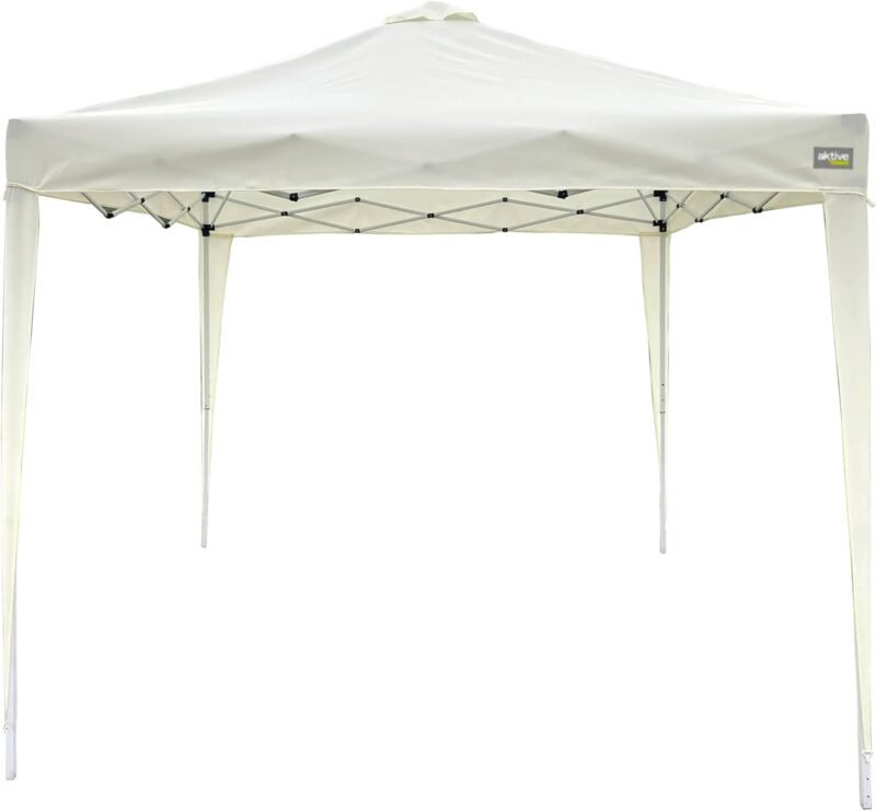 AKTIVE 61055 - Carpa Plegable 3x3 m, Cenador para jardín, 300 240 cm, Color Beige, 150 Gramos, Techo de ventilación, Montaje Minutos, Garden