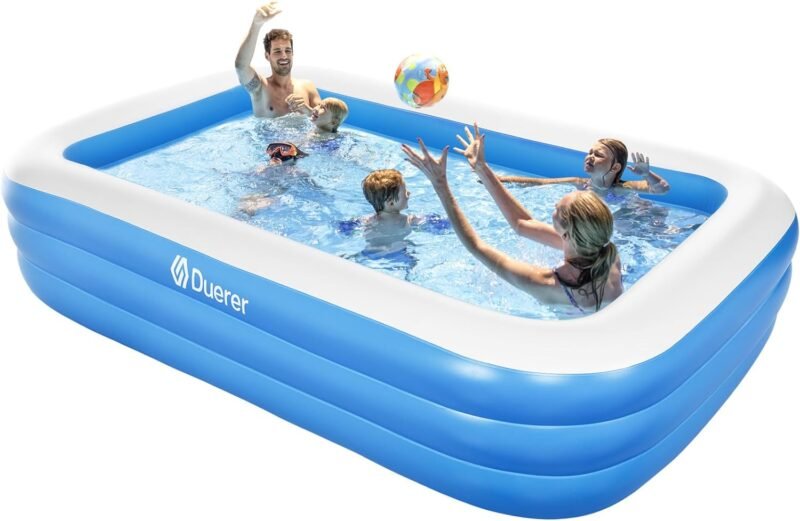 Duerer Piscina Hinchable Rectangular Piscina Infantil Inflable, Piscina Familiar En El Patio Trasero, Fiesta AcuáTica De Verano, Exterior, JardíN, Adultos, Juego Simple - 241cm x 142cm x 56cm